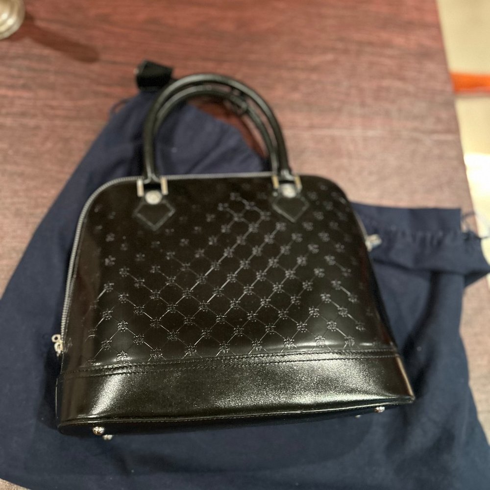 Black Brooks Brothers leather dome bag